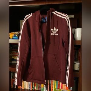 Adidas Track Zip Up Jacket Maroon